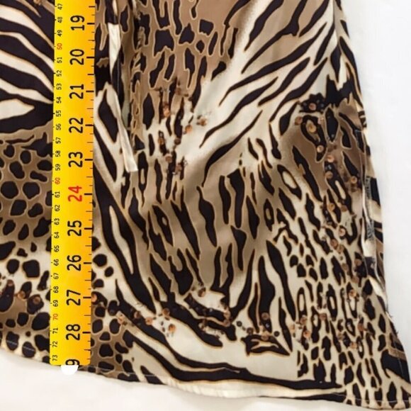 Vintage 90s Kaelyn Max Leopard Print Satiny Bell Sleeve Top Blouse Small - Picture 12 of 12